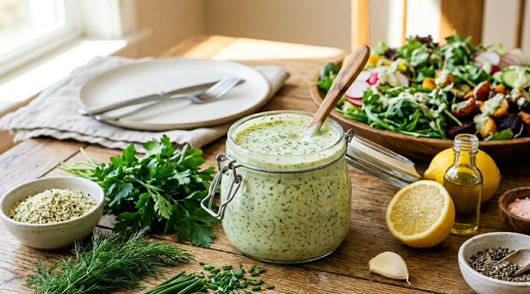 green herb dressing Creamy Herb Salad Dressing