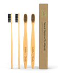 Soft Bamboo Toothbrush with Charcoal Bristles (4 Pack)