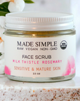 Made Simple Skin Care usda certified organic raw vegan nonGMO crueltyfree milk thistle face scrub boxjar (metal)2