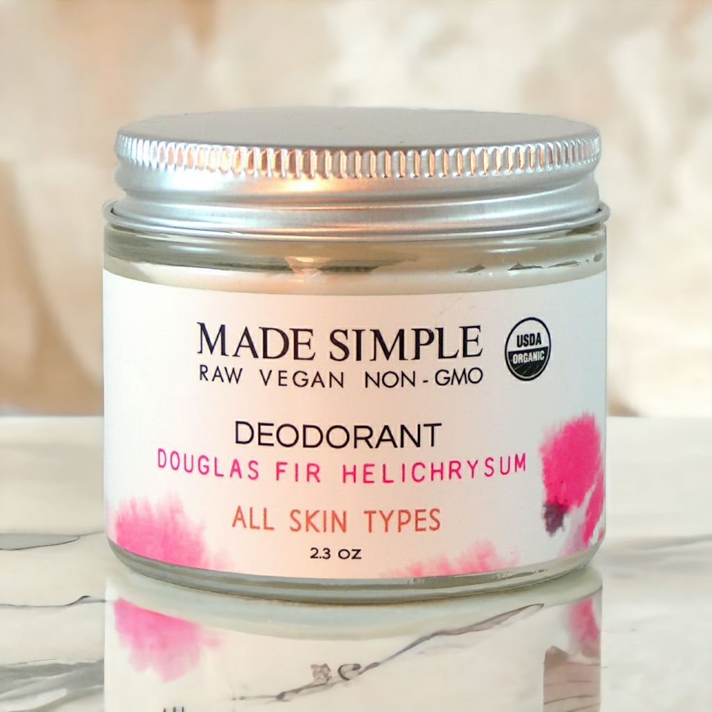 Made Simple Skin Care - Douglas Fir Helichrysum Deodorant usda certified organic raw vegan nonGMO jar (metal)2