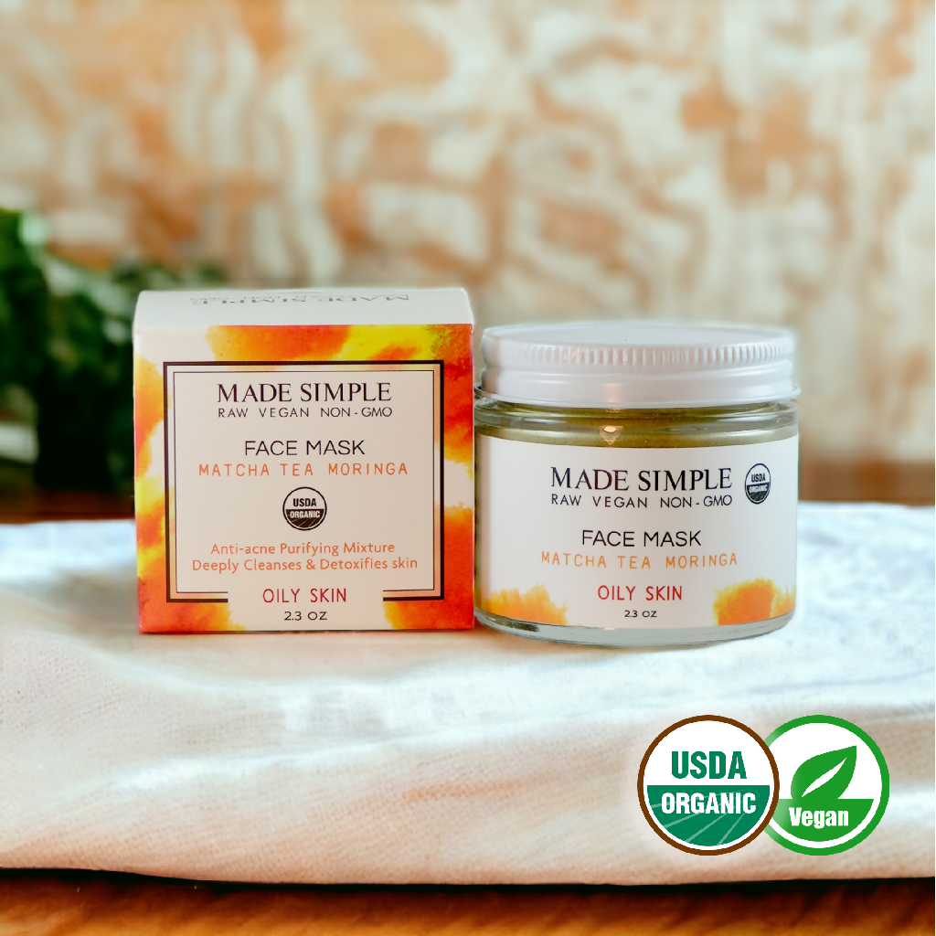 Made Simple Skin Care certified organic raw vegan nonGMO matcha tea moringa face mask jar (metal)2a
