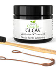 GLOW Teeth Whitening Activated Charcoal + Toothbrush + Tongue Scraper