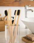 Soft Bamboo Toothbrush with Charcoal Bristles (4 Pack)