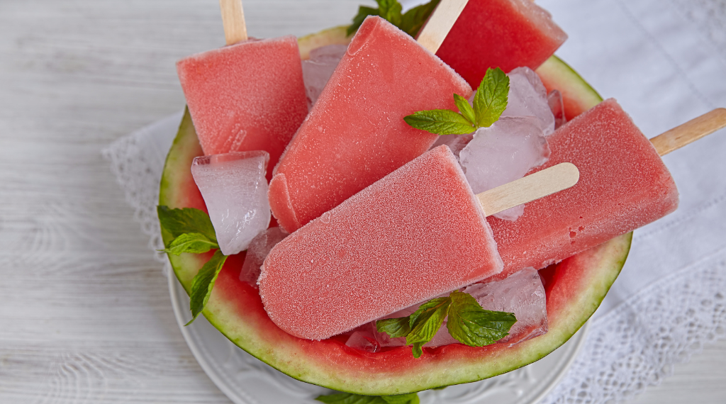 Ginger Hibiscus & Mint Watermelon Popsicles