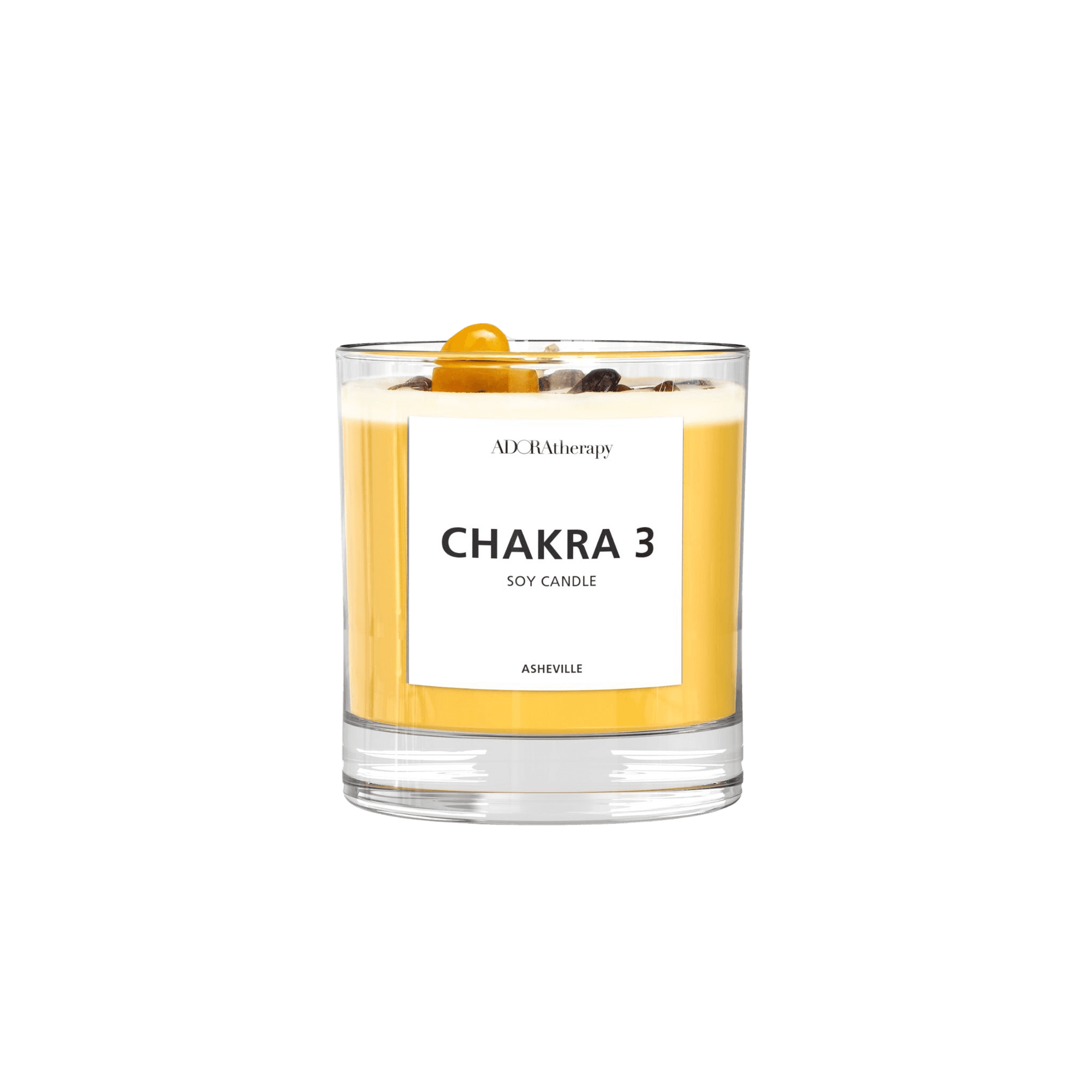 Chakra 3 Soy Candle with Tiger Eye Gemstones