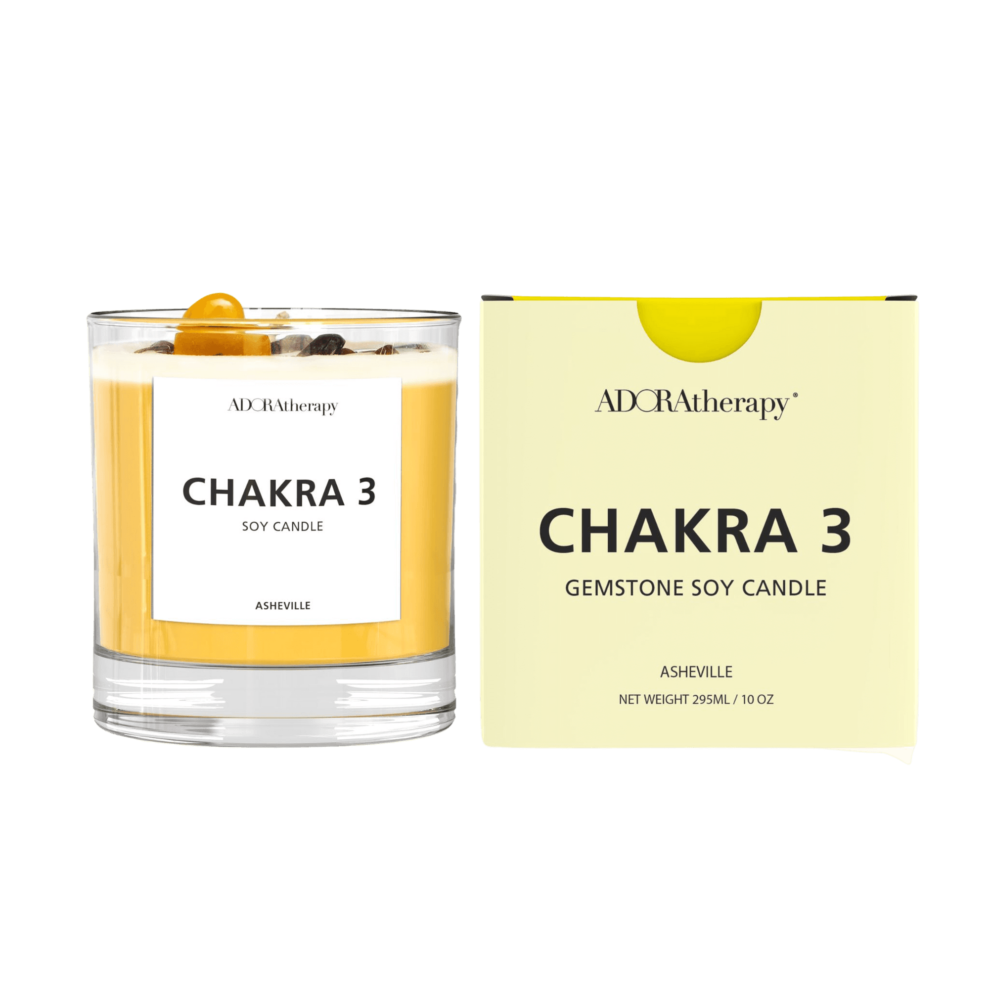 Chakra 3 Soy Candle with Tiger Eye Gemstones