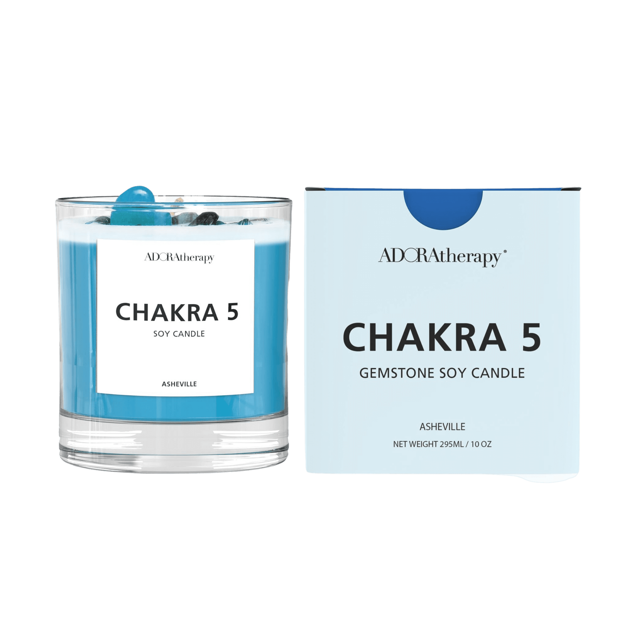 Chakra 5 Soy Candle with Lapis Lazuli Gemstones