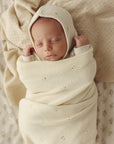 Organic Pointelle Swaddle Blanket + Hat Gift Set by Bleu La La