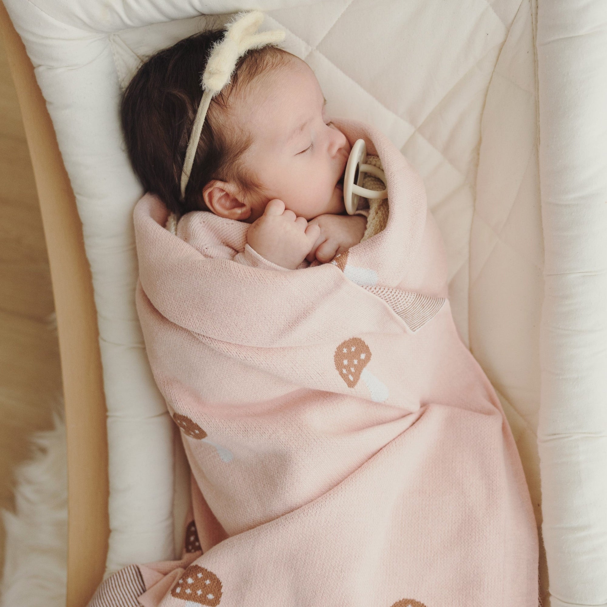 Luxury Knit Mushroom Swaddle Baby Blanket by Bleu La La