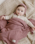 Organic Pointelle Swaddle Blanket + Hat Gift Set by Bleu La La