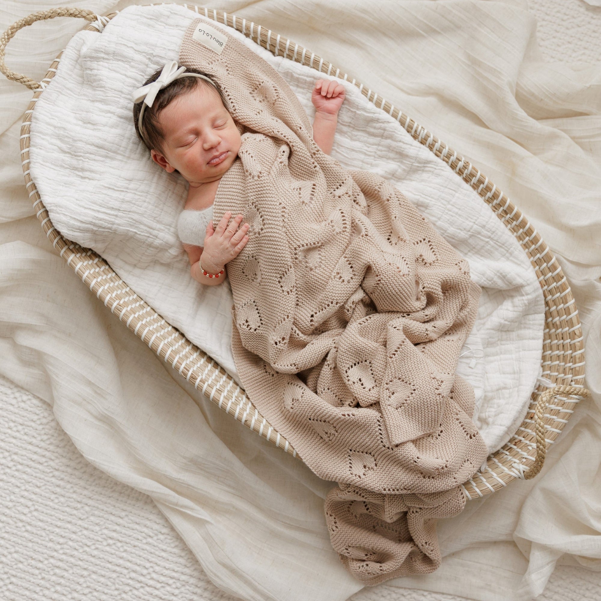 100% Cotton Luxury Knit Heart Swaddle Baby Blanket by Bleu La La