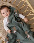 Luxury Cotton Deer Knit Swaddle Baby Blanket by Bleu La La