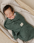 100% Cotton Luxury Knit Heart Swaddle Baby Blanket by Bleu La La