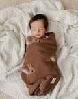 Luxury Cotton Deer Knit Swaddle Baby Blanket by Bleu La La