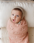 100% Cotton Luxury Knit Heart Swaddle Baby Blanket by Bleu La La