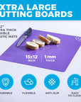 Extra Thick Flexible Plastic Cutting Board Mats with Food Icons & EZ-Grip Waffle Back,Dishwasher Safe by Cooler Kitchen