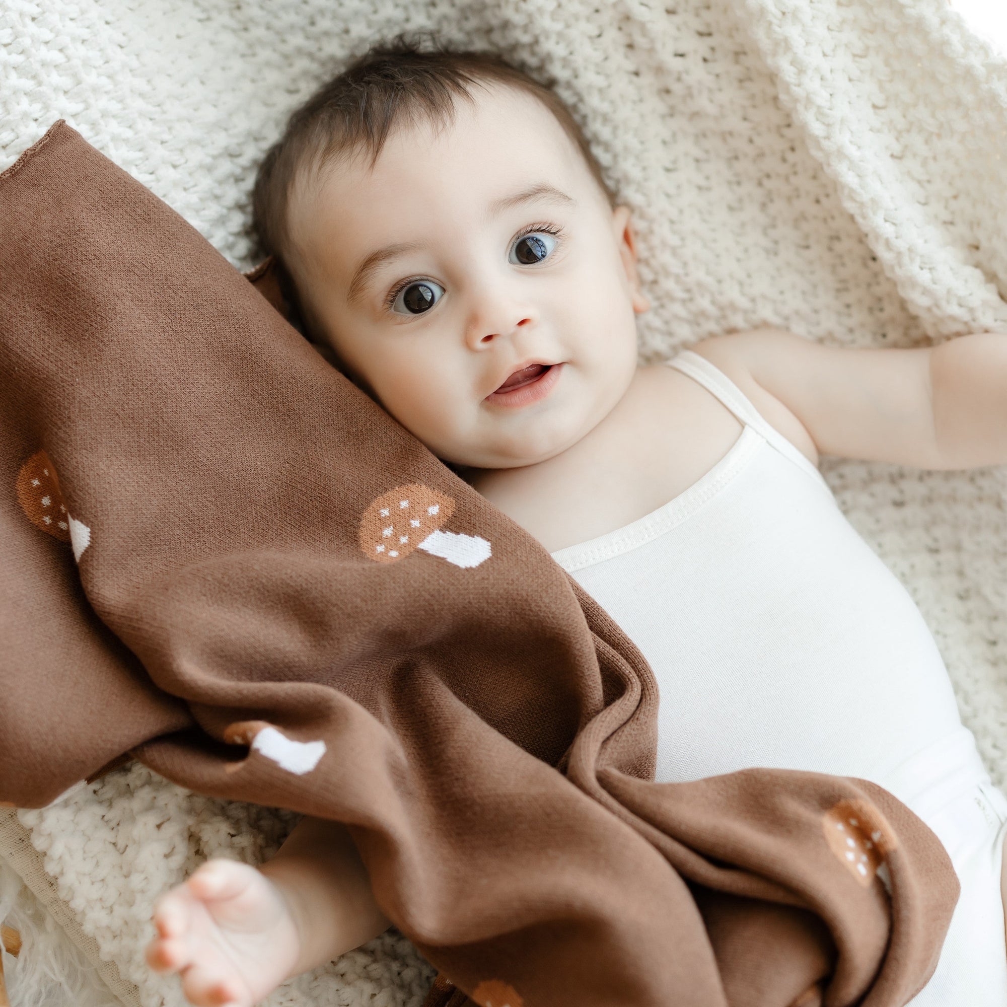 Luxury Knit Mushroom Swaddle Baby Blanket by Bleu La La