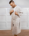 Melange Linen Bathrobe by Beflax Linen