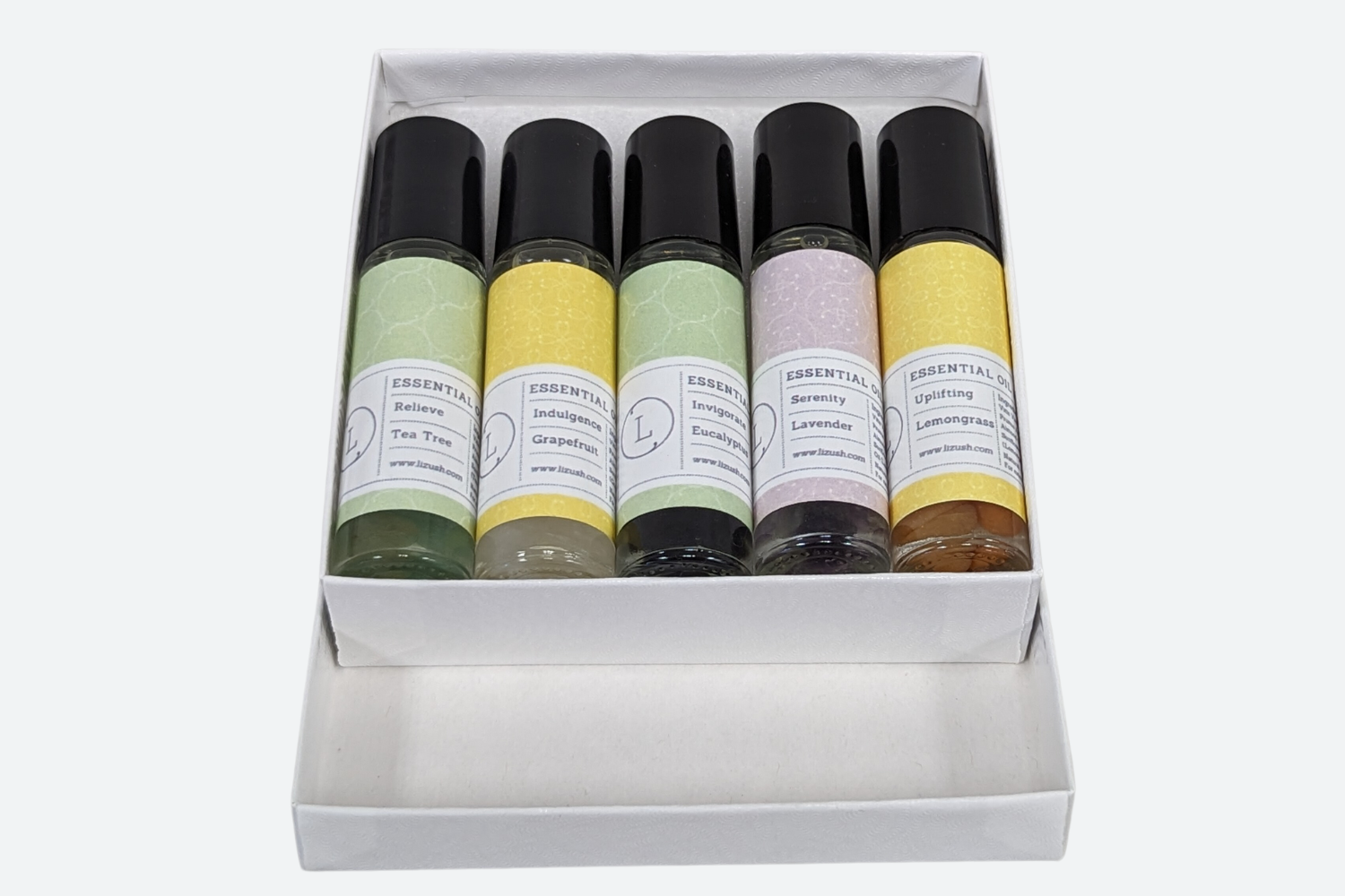 Essential Oils Roll-On with Crystals - set of 5