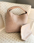 The Willow | Large Woven Vegan Leather Tote - Khaki by Babs+Birdie