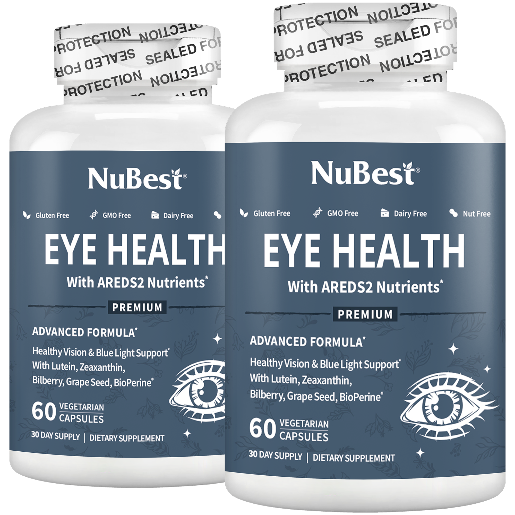 Eye Health, Advanced Formula for Healthy Vision &amp; Blue Light Support, 60 Vegan Capsules by NuBest Nutrition®