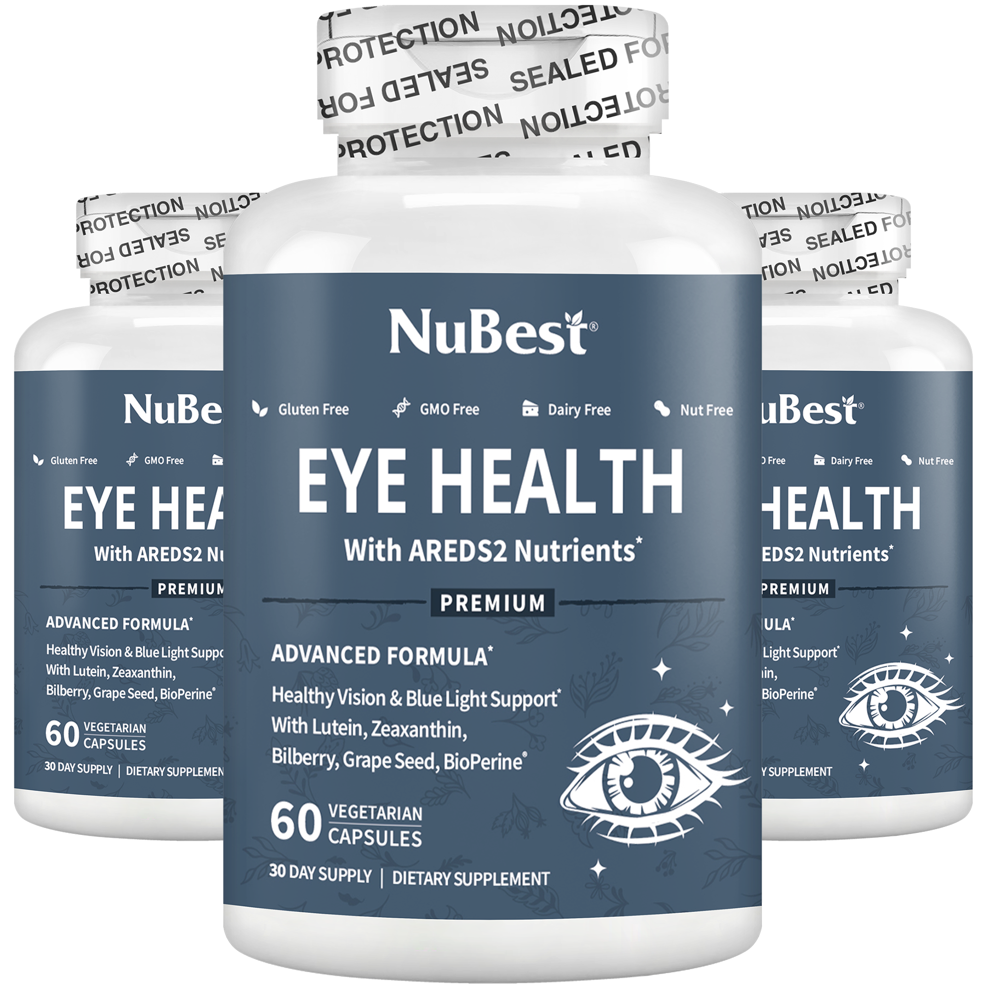 Eye Health, Advanced Formula for Healthy Vision &amp; Blue Light Support, 60 Vegan Capsules by NuBest Nutrition®