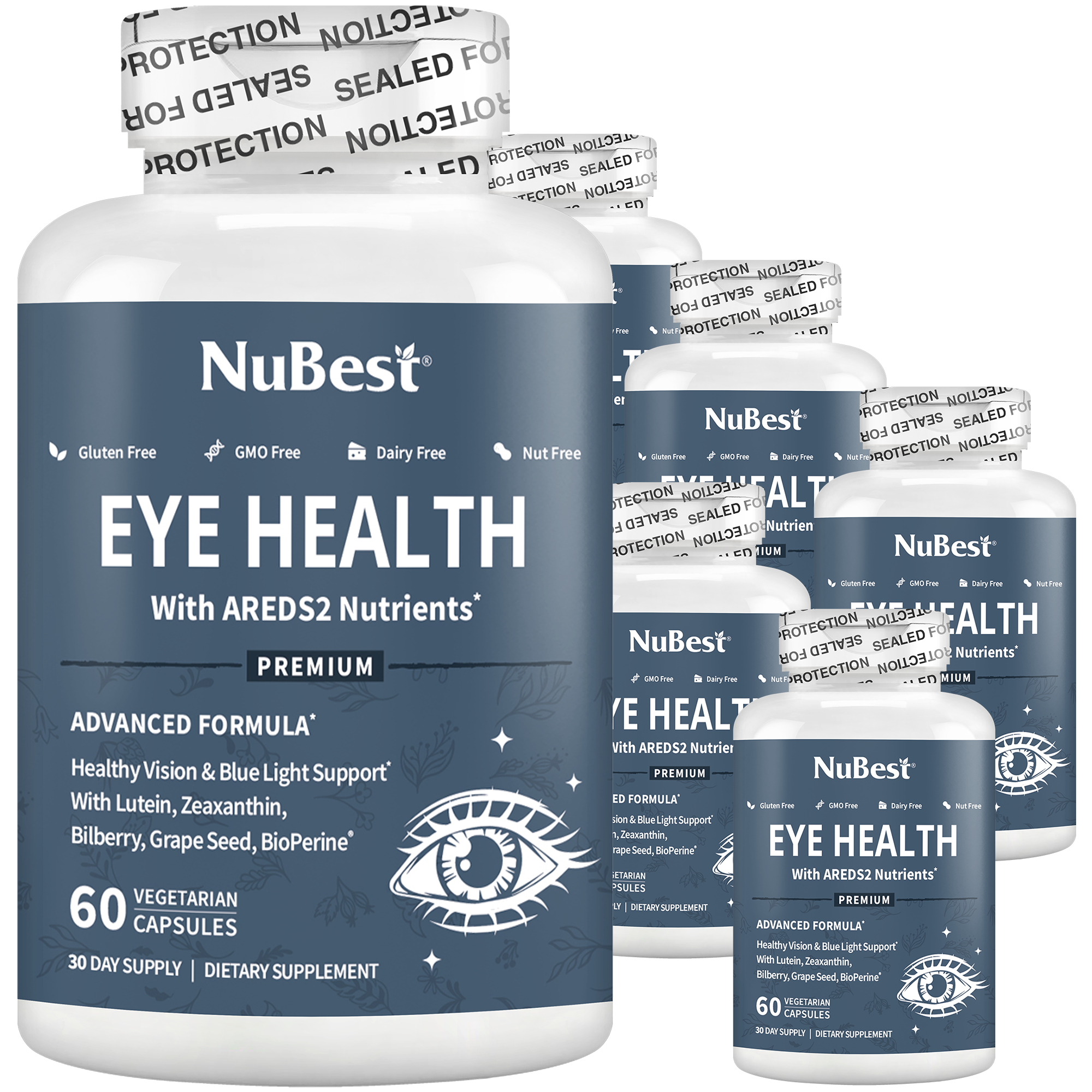 Eye Health, Advanced Formula for Healthy Vision &amp; Blue Light Support, 60 Vegan Capsules by NuBest Nutrition®