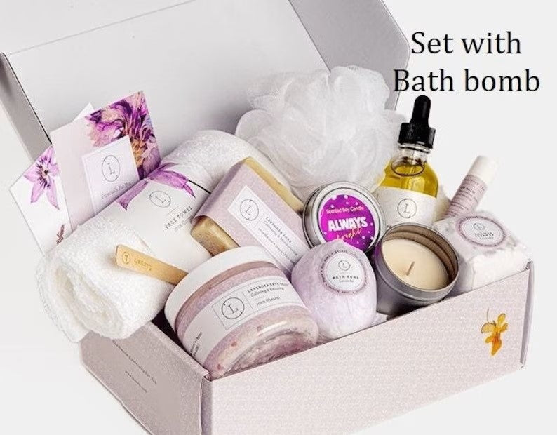 Lizush All Natural Lavender Gift Box with Bath Bomb and Shower Steamer - bath &amp; body products