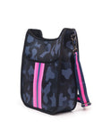 The Isabella Courier Crossbody - Blue Camo with Pink Stripe by Babs+Birdie