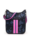 The Isabella Courier Crossbody - Blue Camo with Pink Stripe by Babs+Birdie