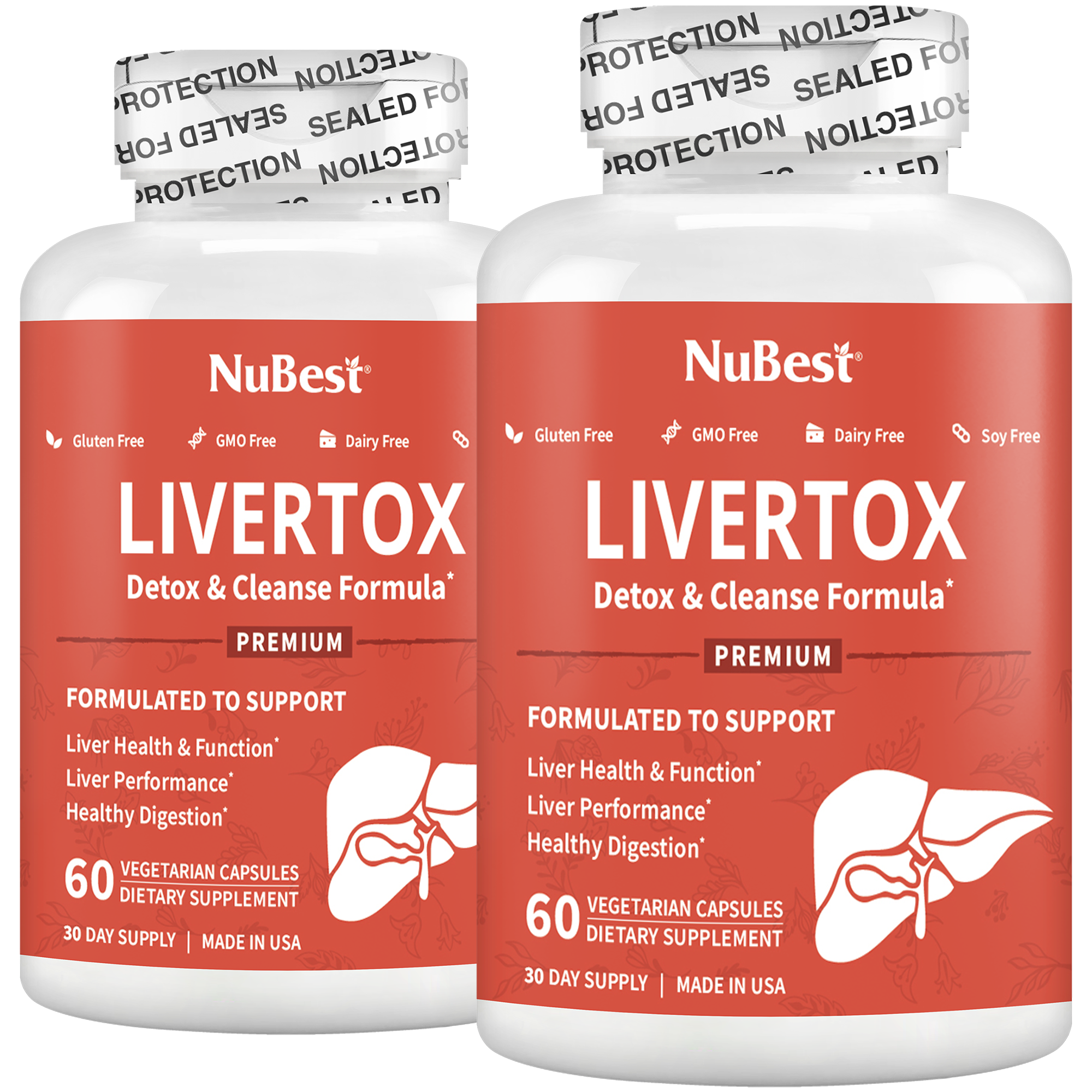 LiverTox, Advanced Formula for Liver Detox, Cleanse &amp; Digestion, 60 Vegan Capsules by NuBest Nutrition®