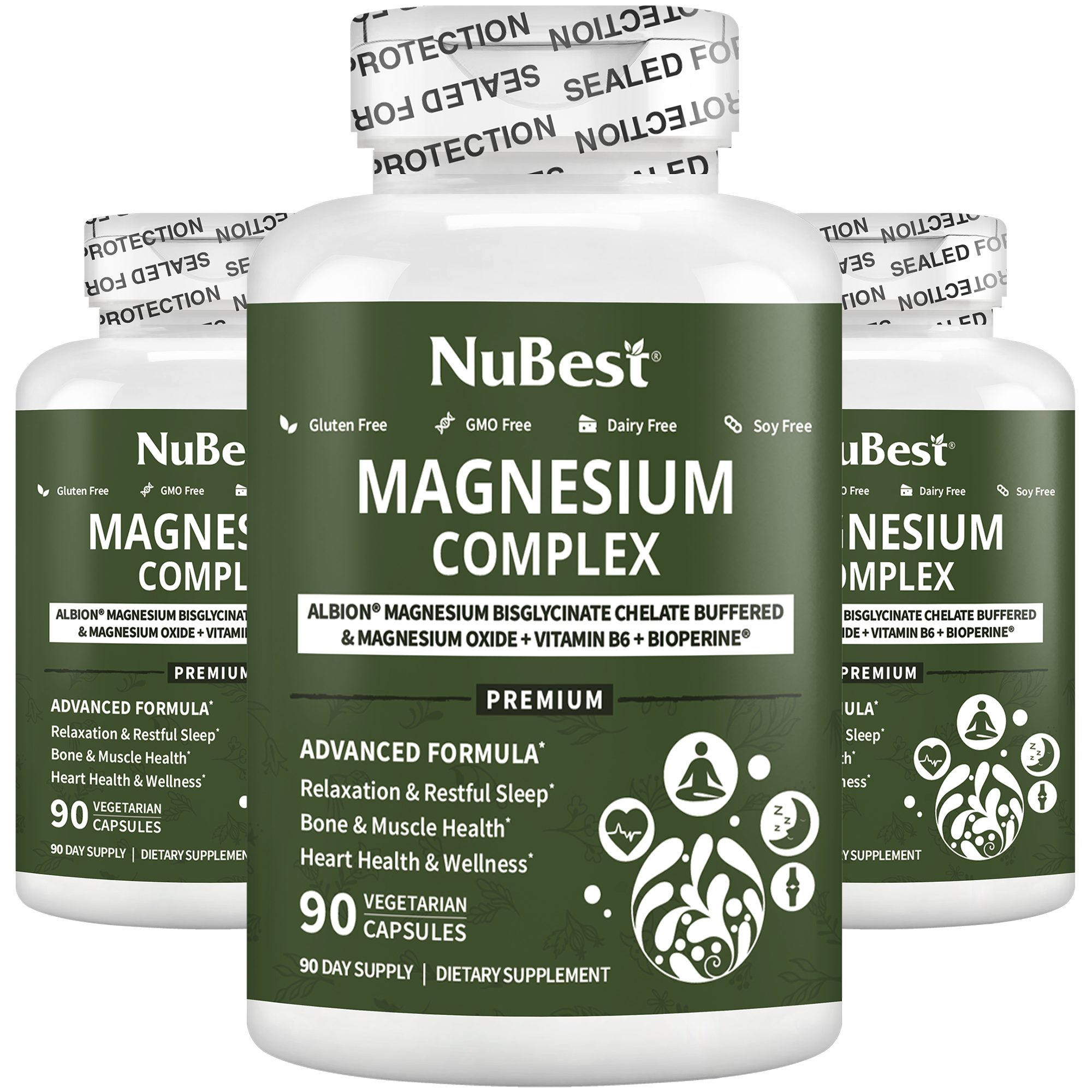 NuBest Magnesium Complex, Advanced Formula For Relaxation, Bone &amp; Muscle Health, Overall Wellness, 90 Vegan Capsules by NuBest Nutrition®