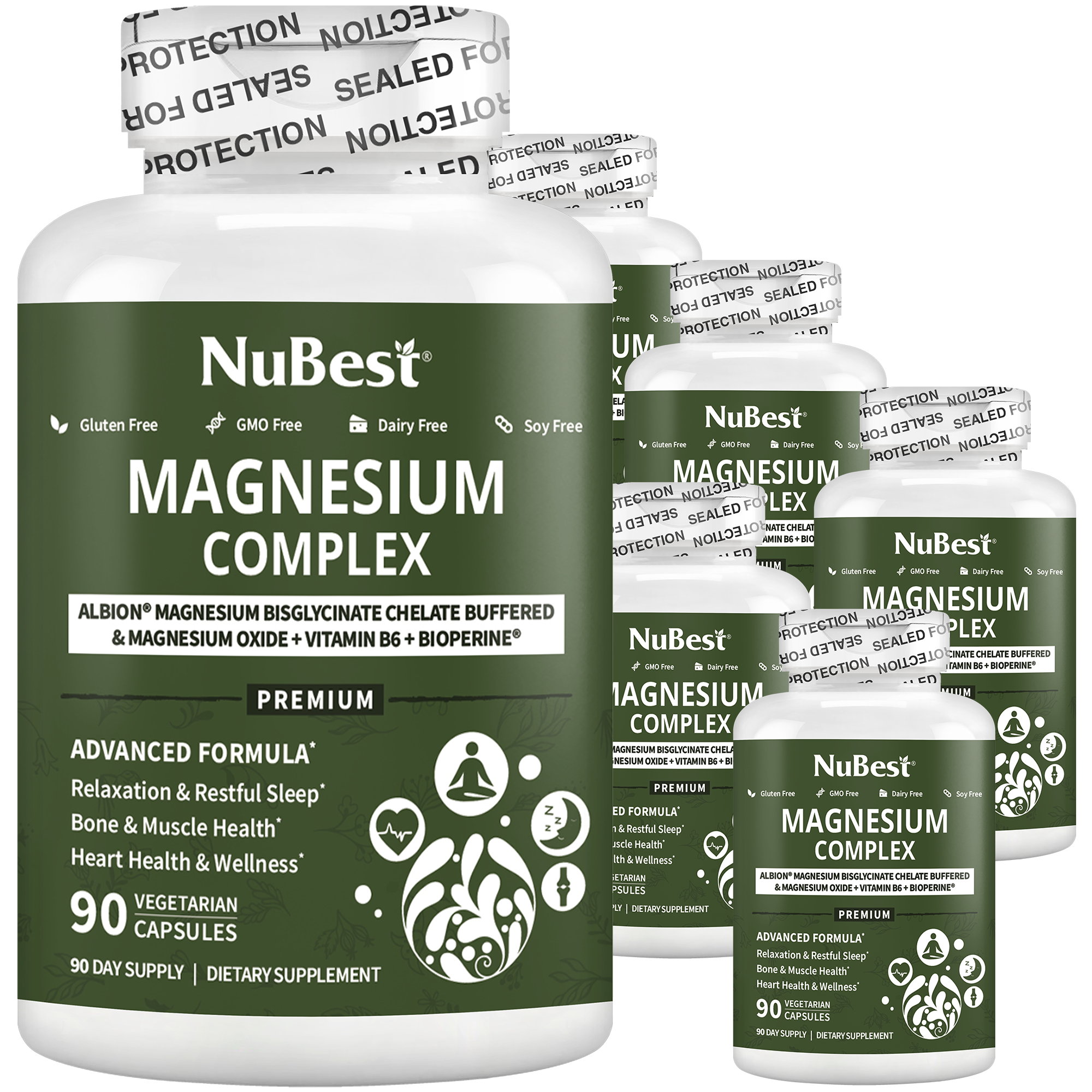 NuBest Magnesium Complex, Advanced Formula For Relaxation, Bone &amp; Muscle Health, Overall Wellness, 90 Vegan Capsules by NuBest Nutrition®