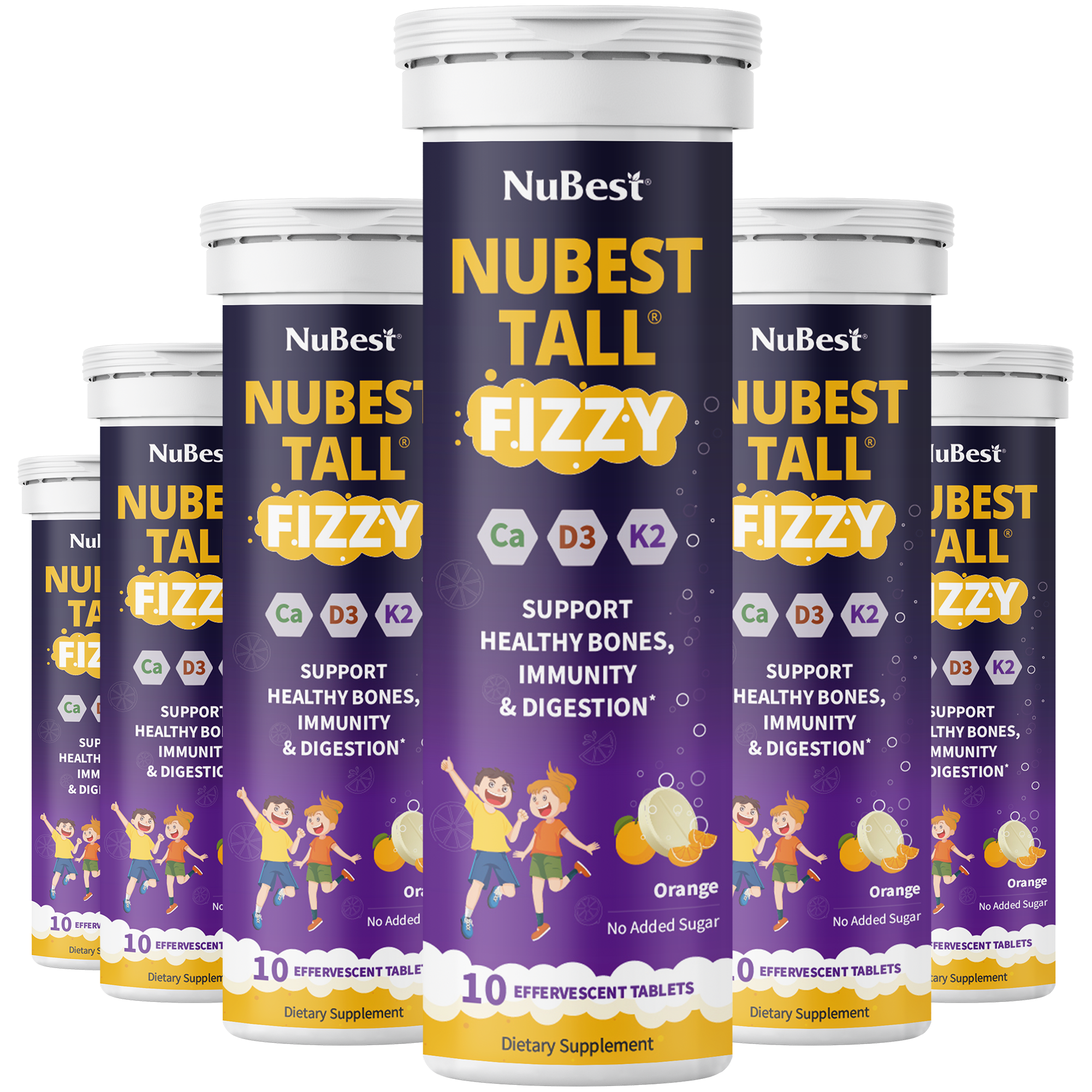 NuBest Tall Fizzy, Effervescent Tablets for Ages 4+, Orange Flavor, 10 Servings by NuBest Nutrition®