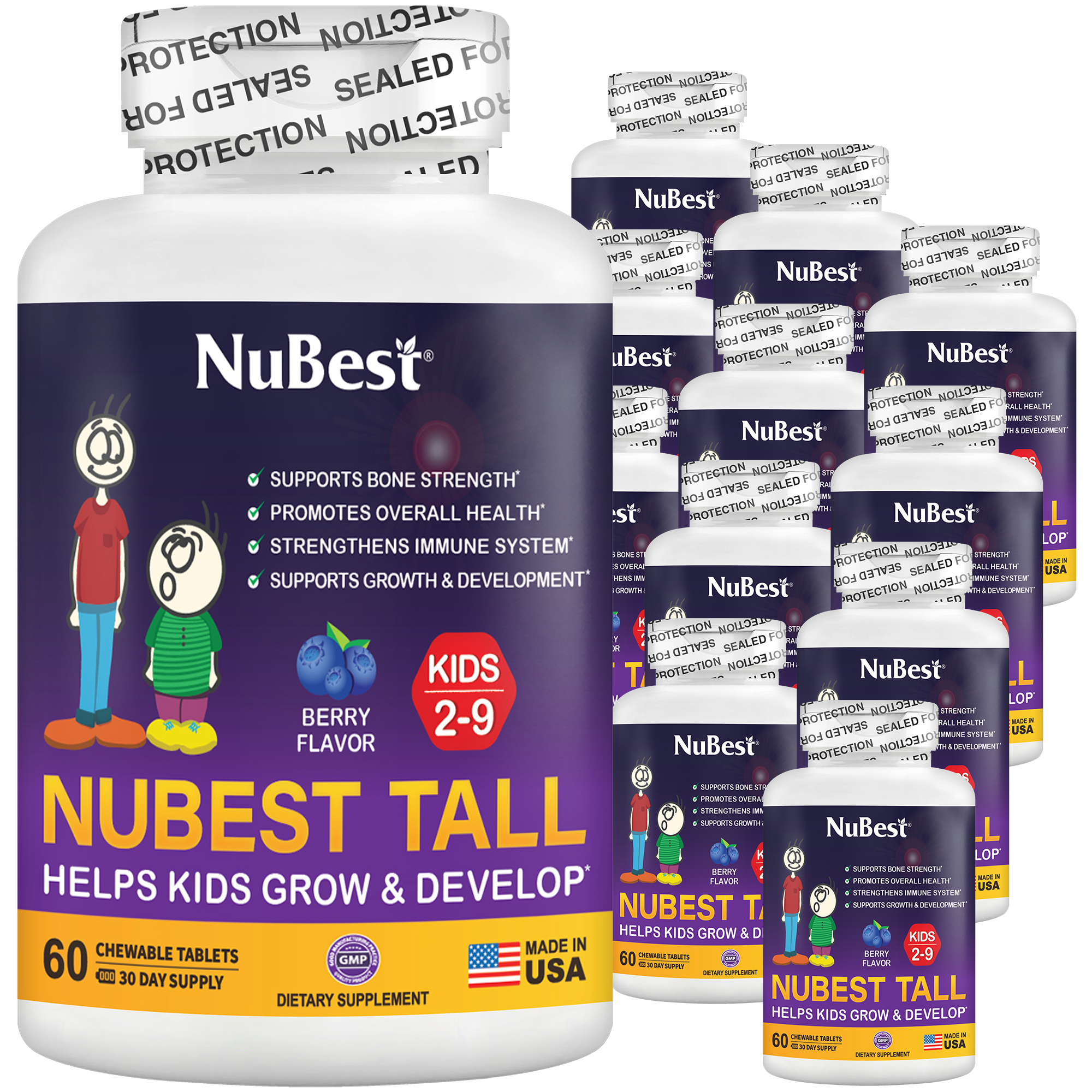 NuBest Tall Kids, Multivitamins, Berry Flavor, Ages 2-9, 60 Chewables by NuBest Nutrition®