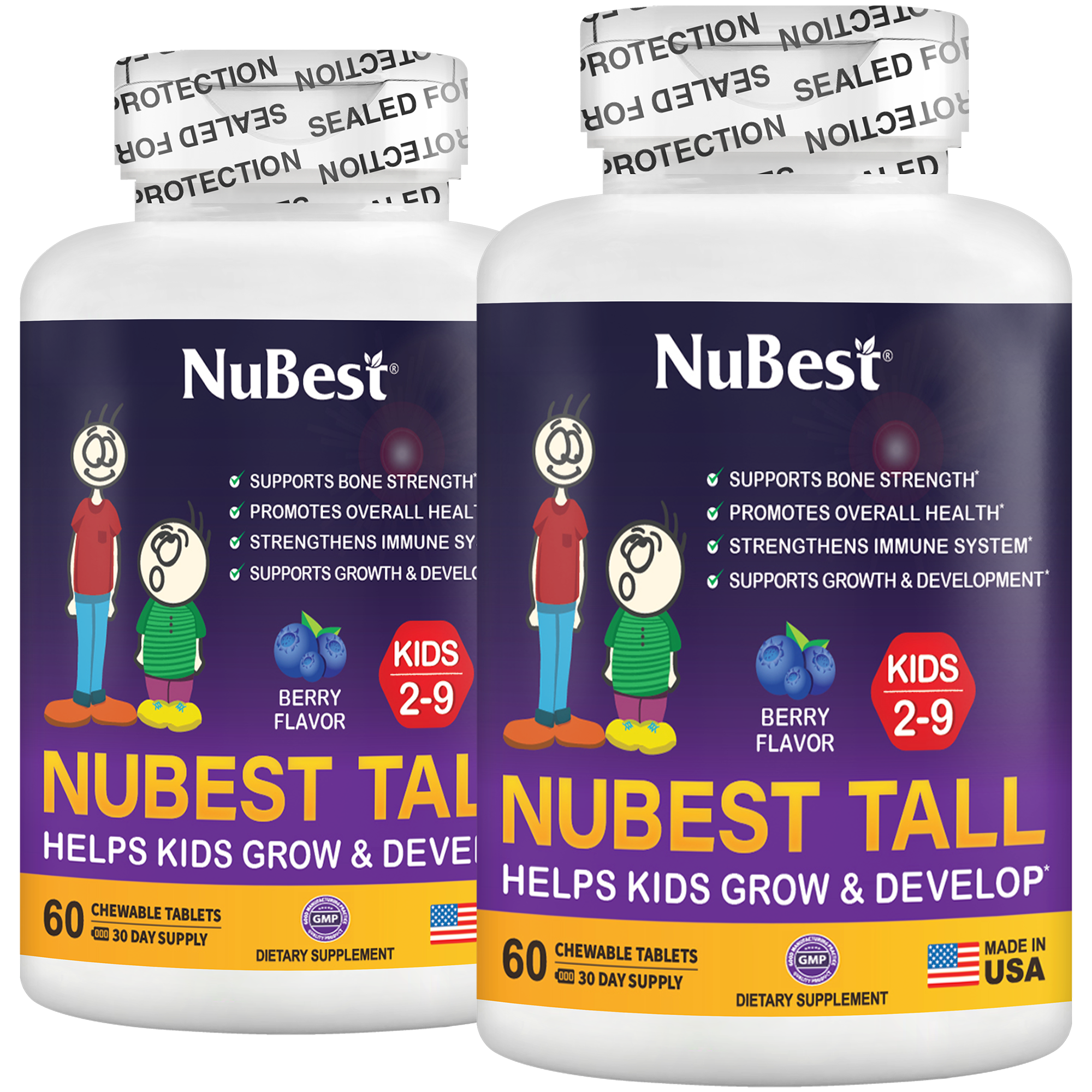 NuBest Tall Kids, Multivitamins, Berry Flavor, Ages 2-9, 60 Chewables by NuBest Nutrition®