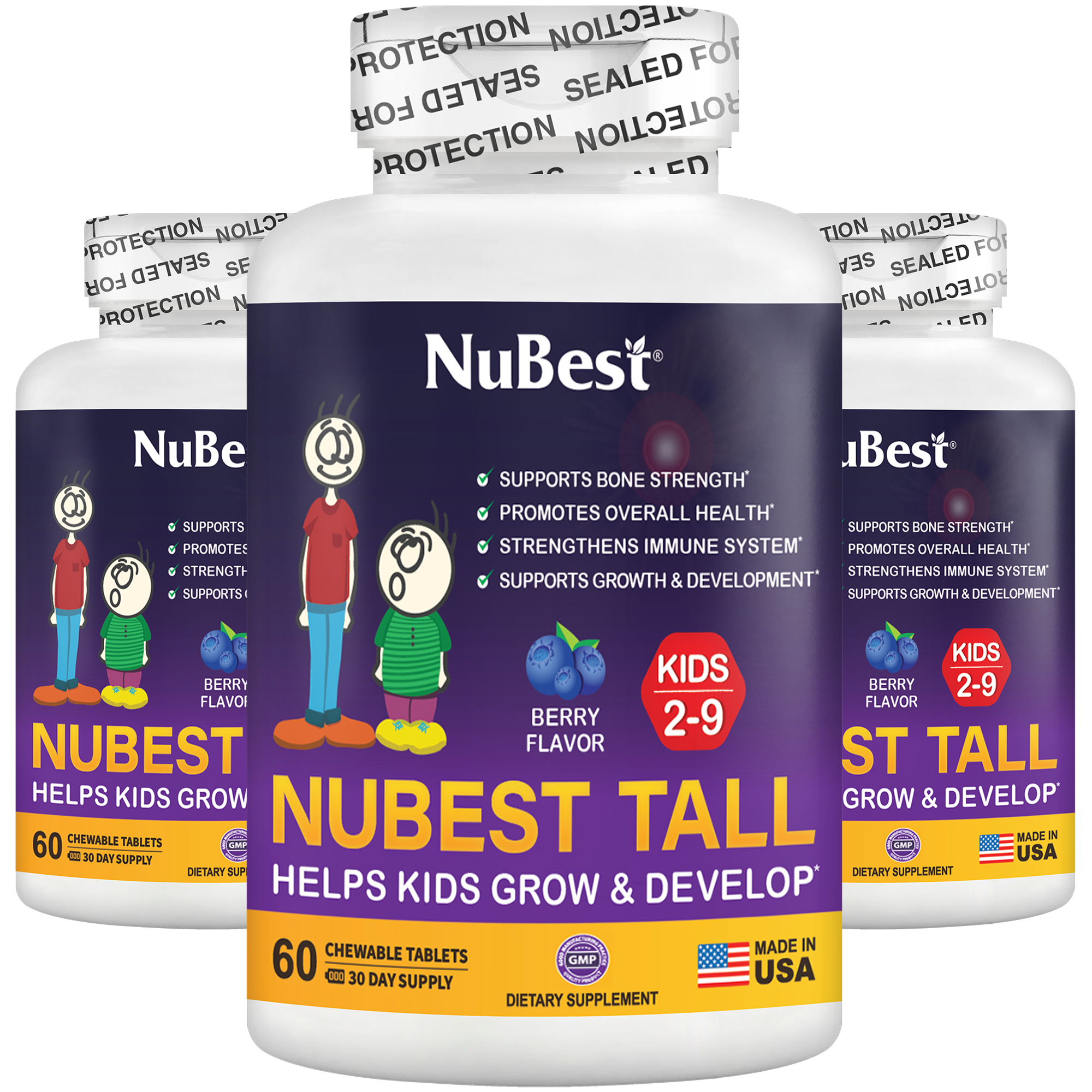 NuBest Tall Kids, Multivitamins, Berry Flavor, Ages 2-9, 60 Chewables by NuBest Nutrition®