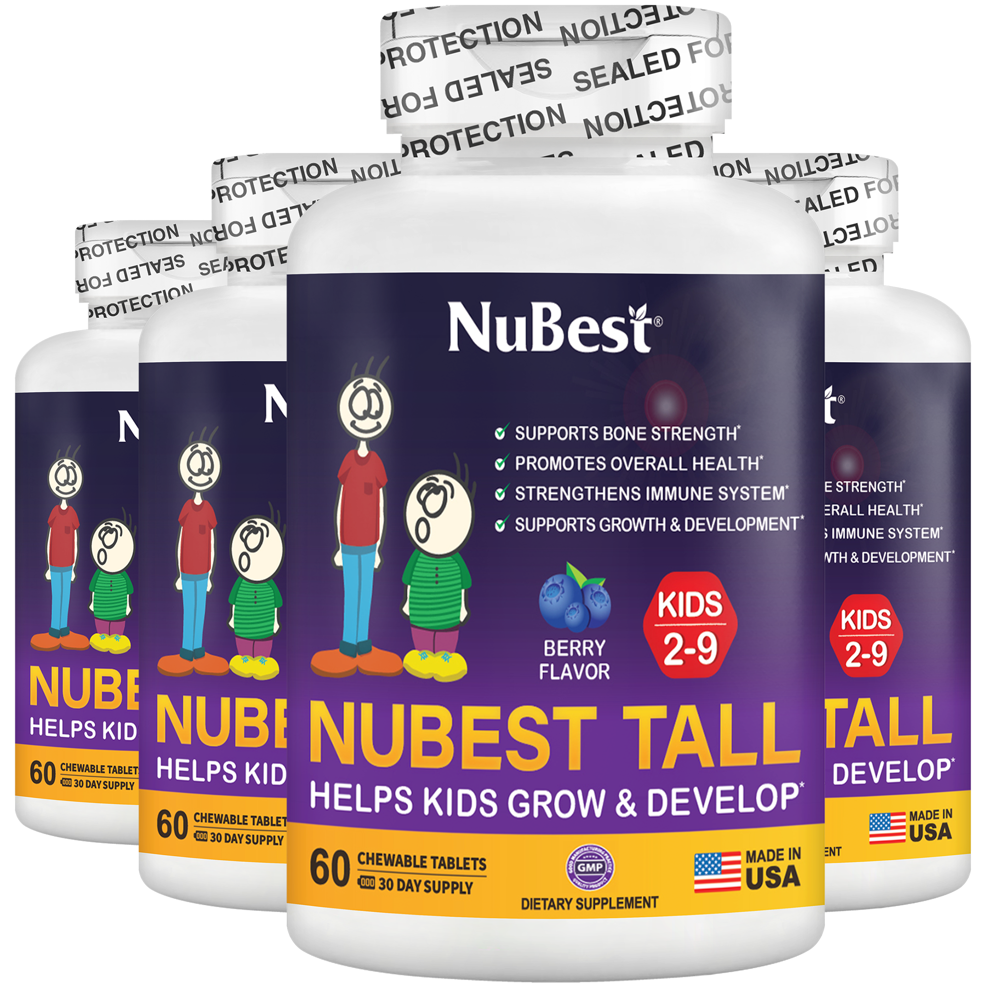 NuBest Tall Kids, Multivitamins, Berry Flavor, Ages 2-9, 60 Chewables by NuBest Nutrition®