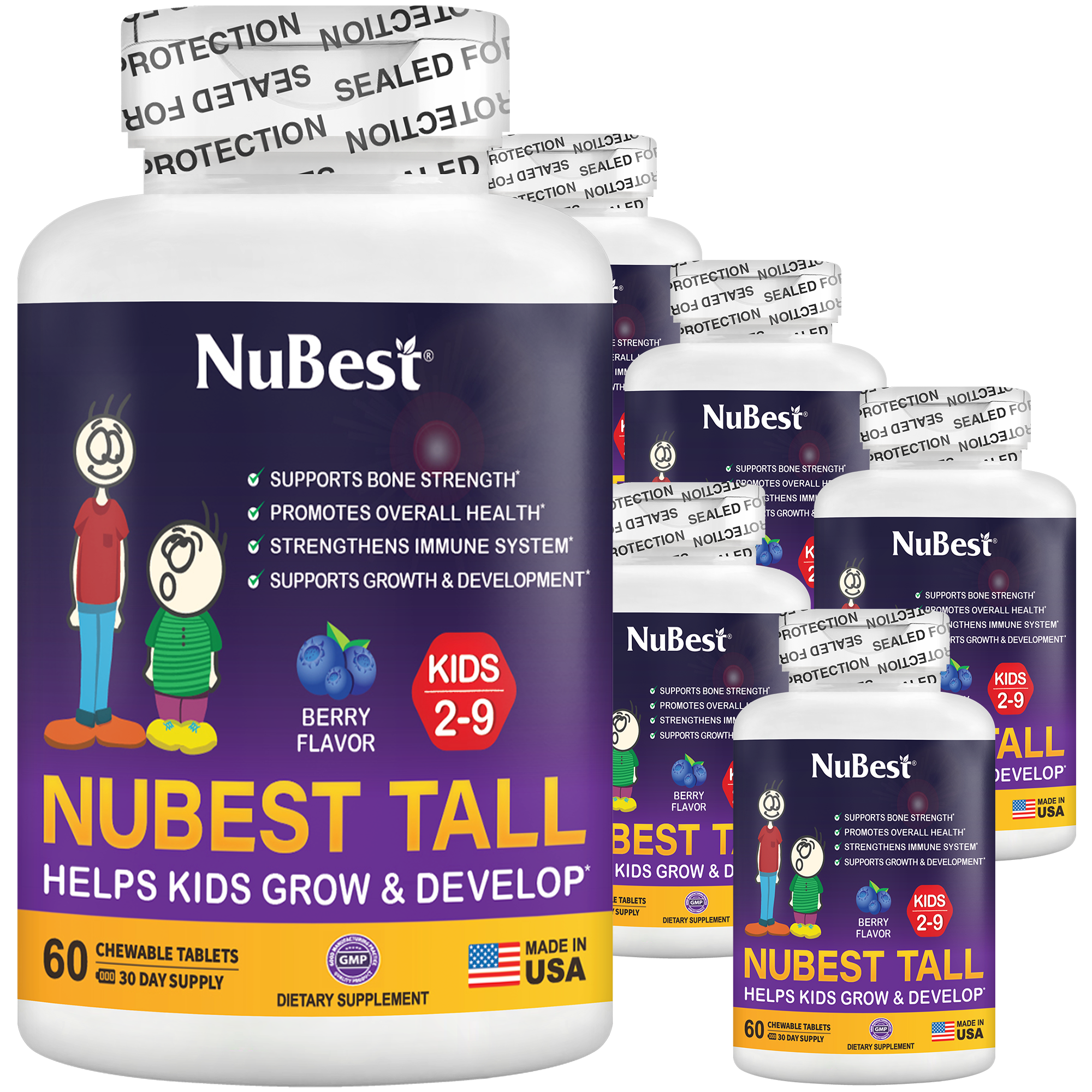 NuBest Tall Kids, Multivitamins, Berry Flavor, Ages 2-9, 60 Chewables by NuBest Nutrition®