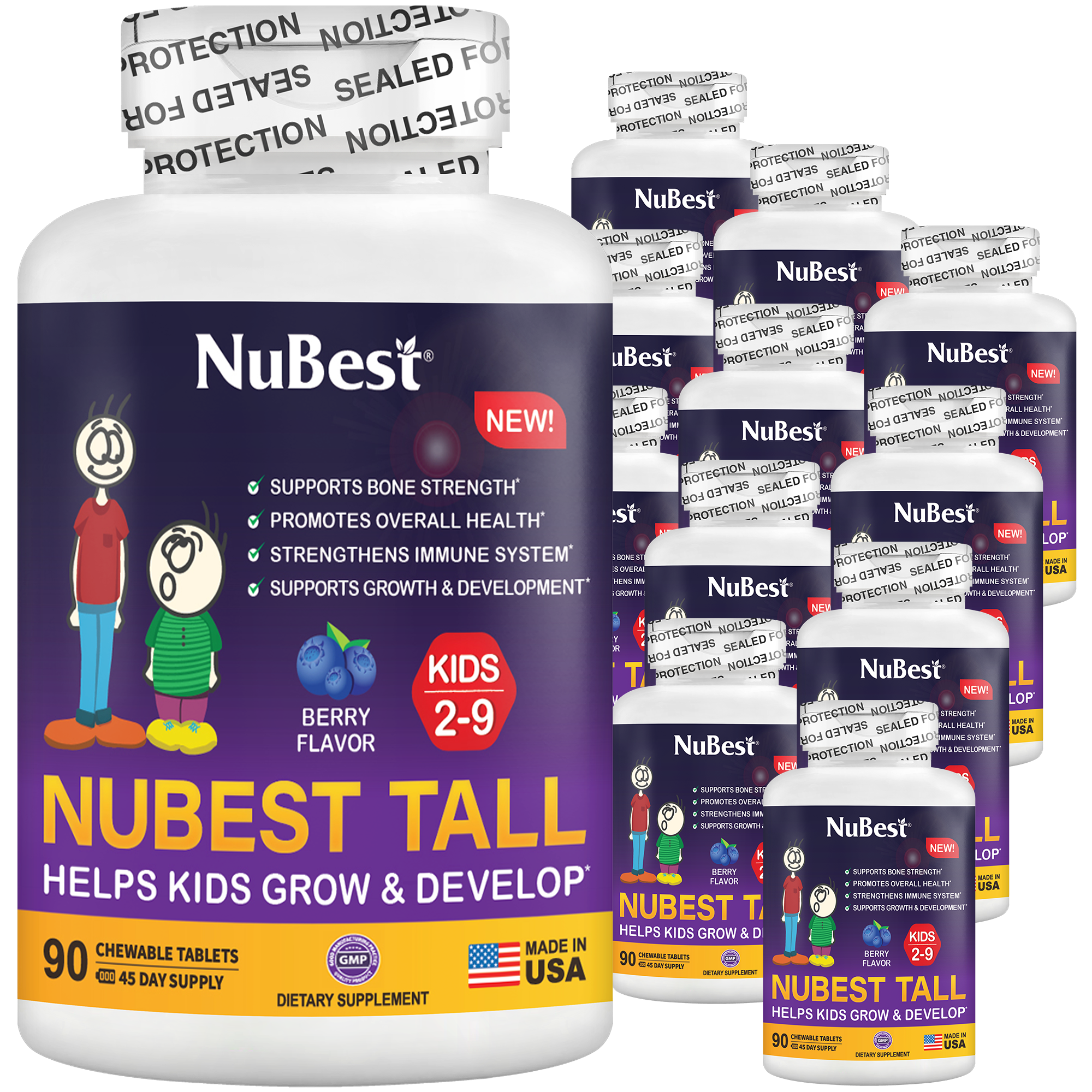 NuBest Tall Kids, Multivitamins, Berry Flavor, Ages 2-9, 90 Chewables by NuBest Nutrition®