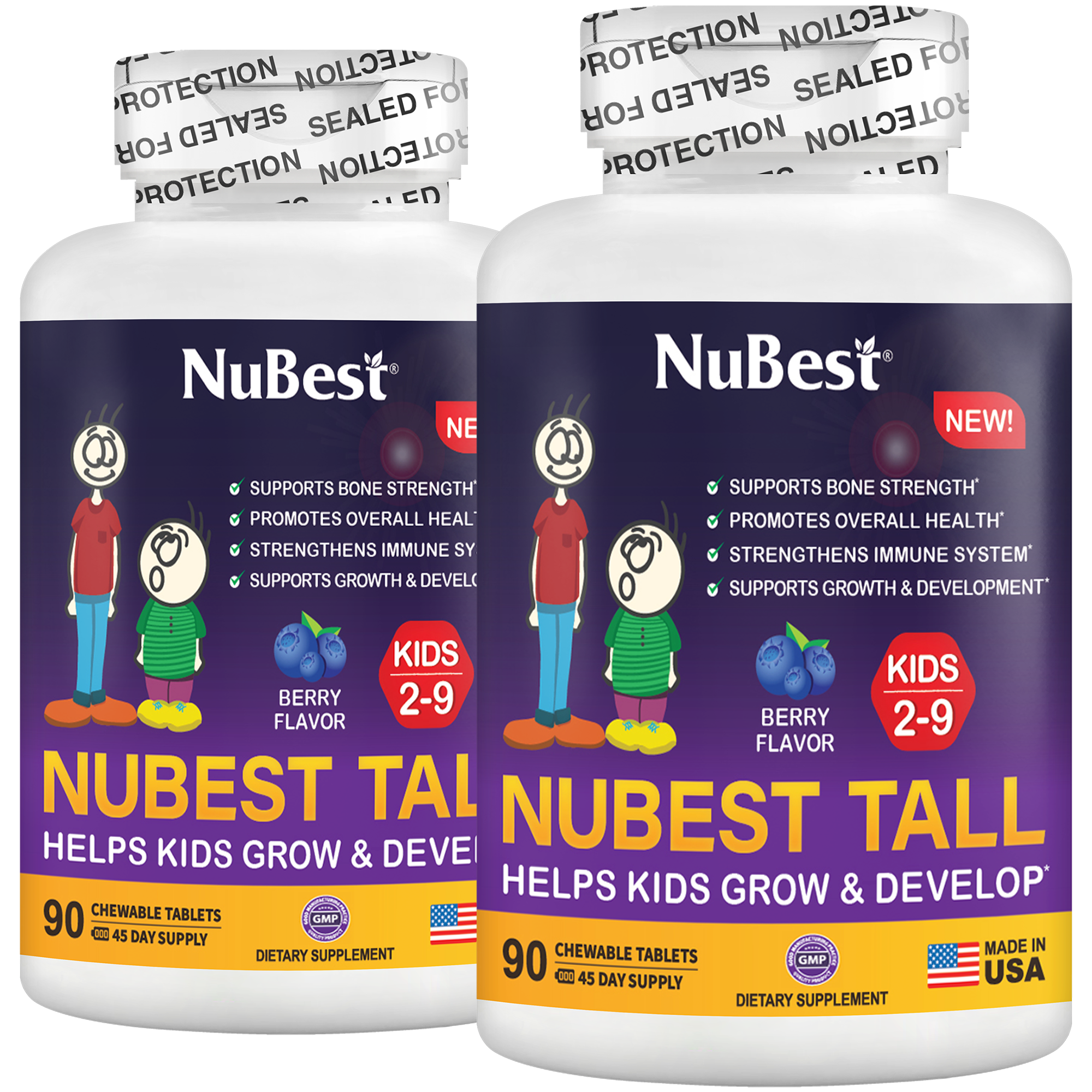 NuBest Tall Kids, Multivitamins, Berry Flavor, Ages 2-9, 90 Chewables by NuBest Nutrition®