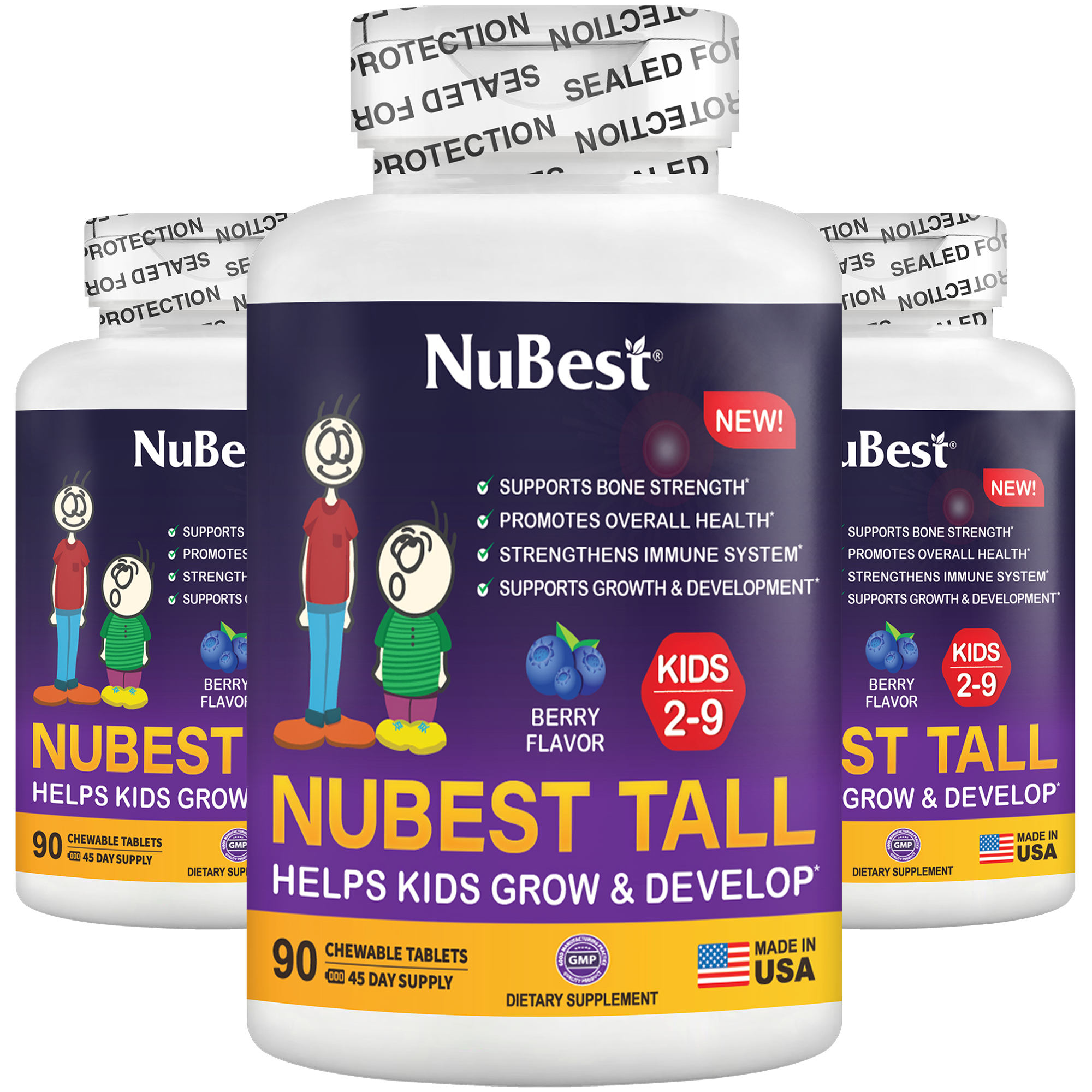 NuBest Tall Kids, Multivitamins, Berry Flavor, Ages 2-9, 90 Chewables by NuBest Nutrition®