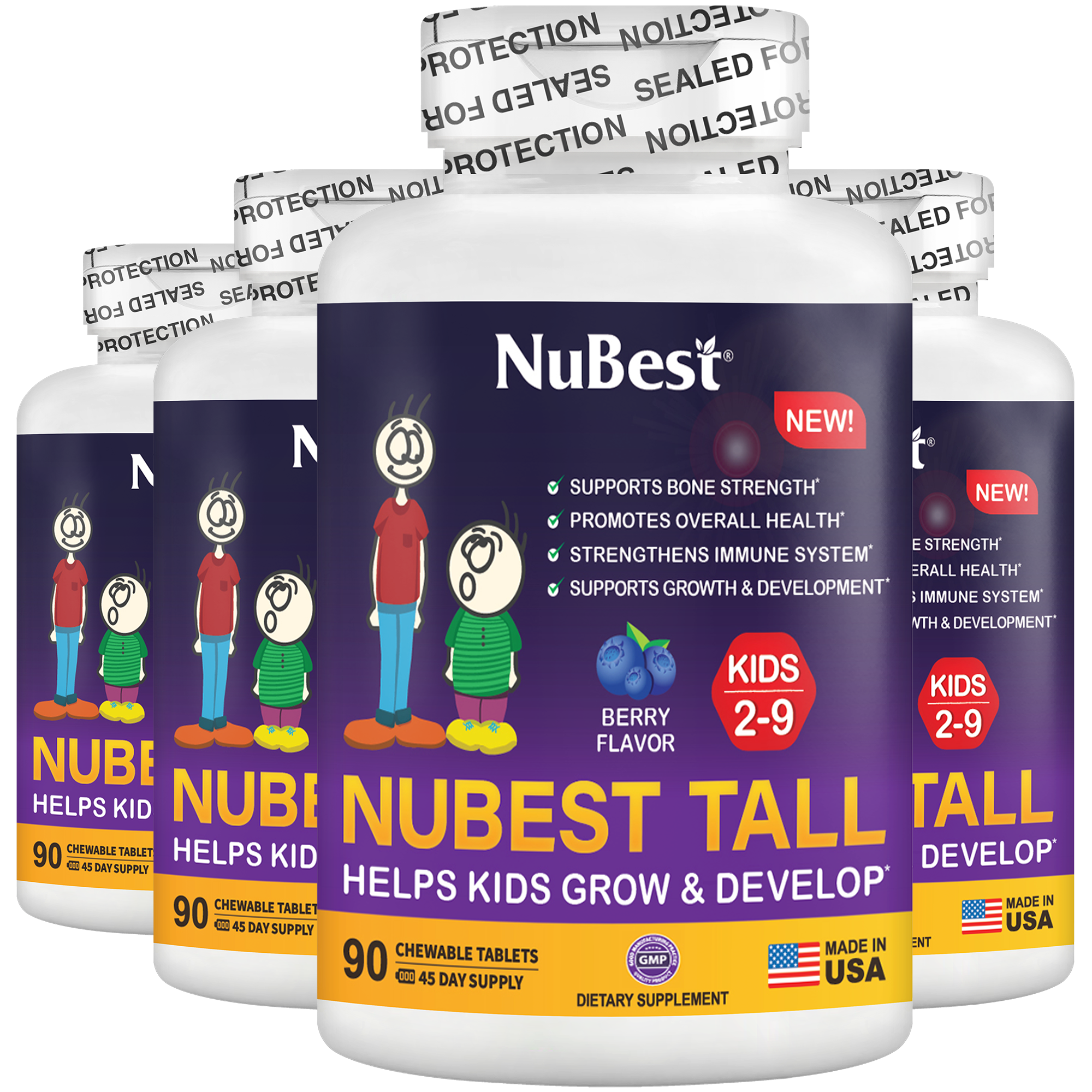 NuBest Tall Kids, Multivitamins, Berry Flavor, Ages 2-9, 90 Chewables by NuBest Nutrition®