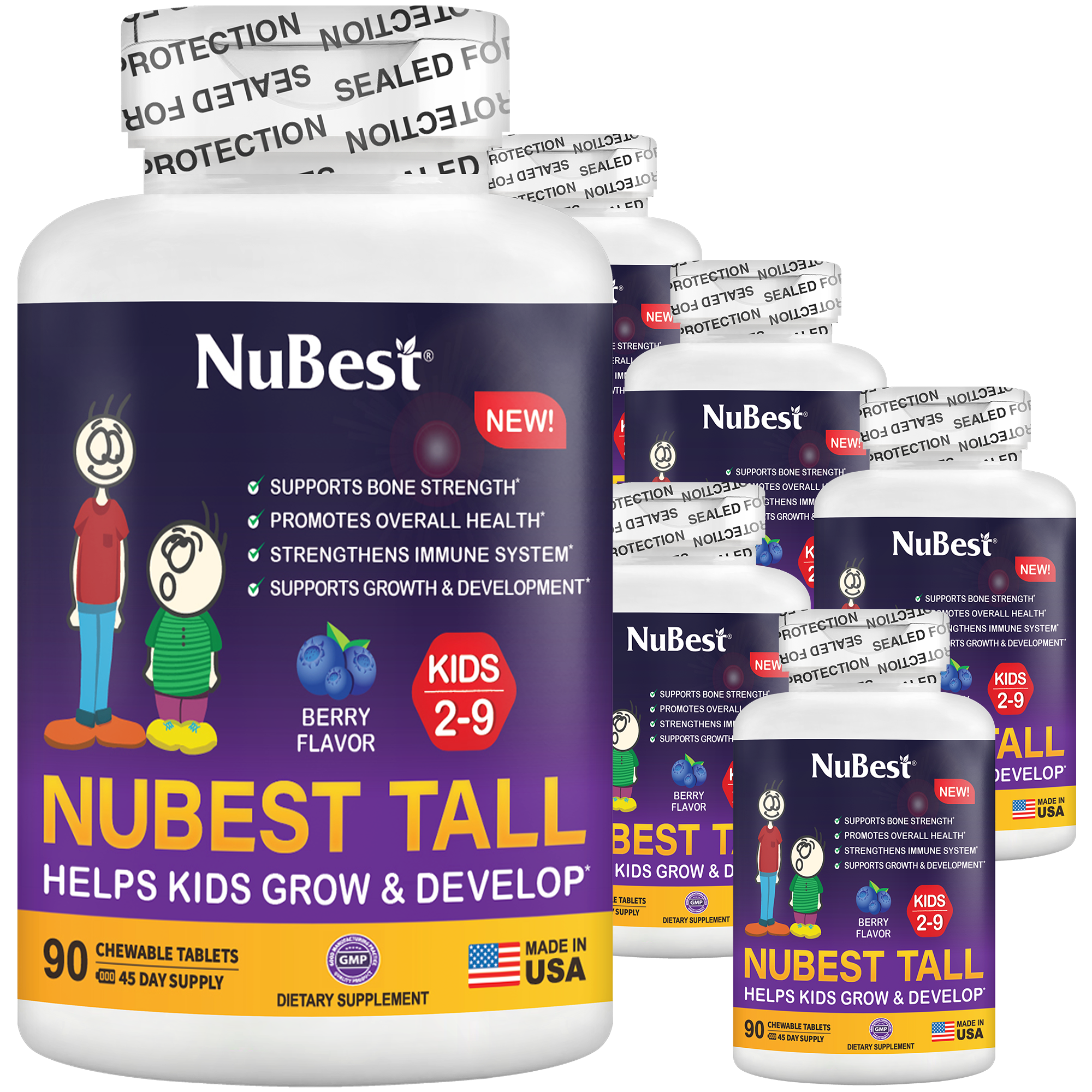 NuBest Tall Kids, Multivitamins, Berry Flavor, Ages 2-9, 90 Chewables by NuBest Nutrition®