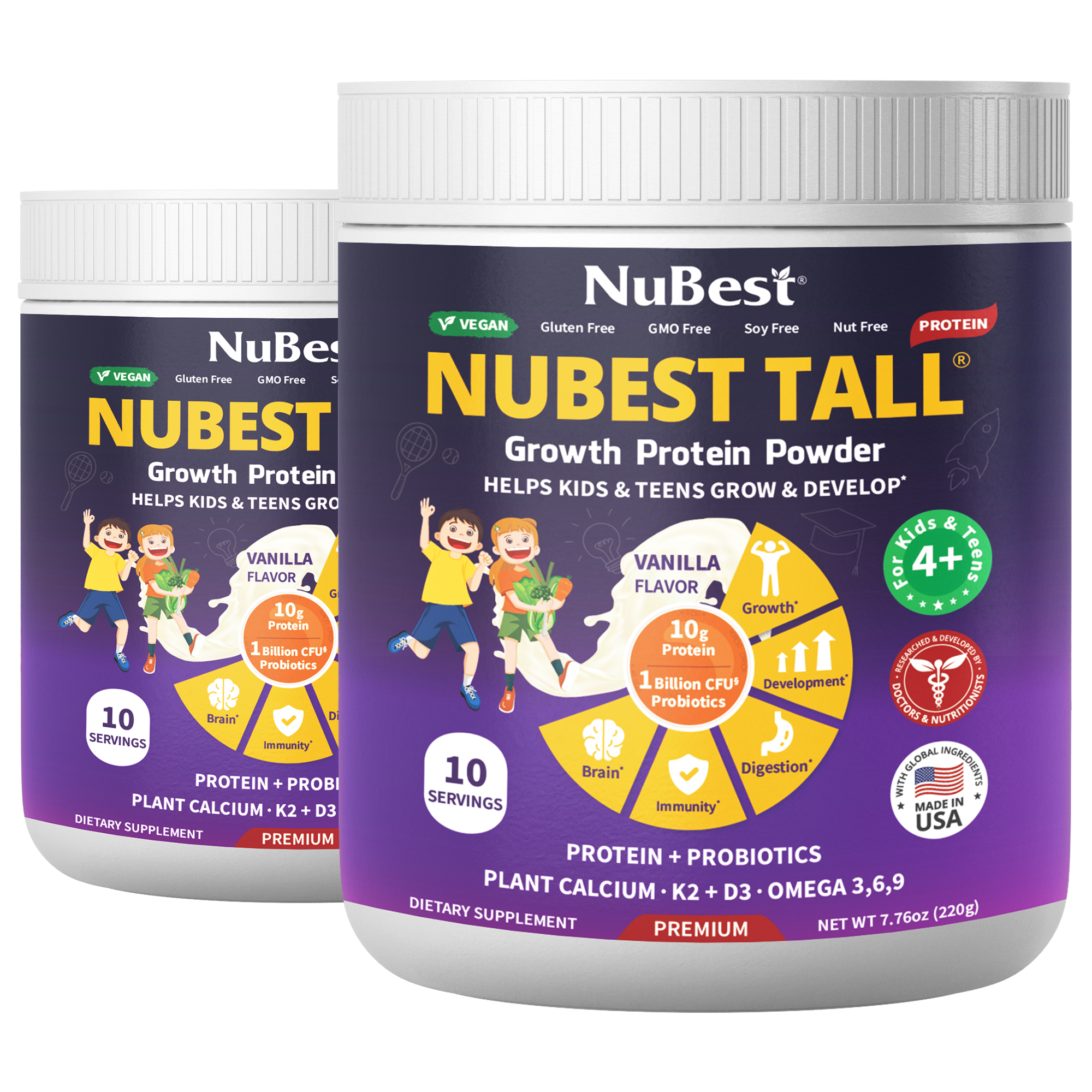 NuBest Tall Protein Vanilla Shake for Kids Ages 4+, 10 Vegan Servings by NuBest Nutrition®