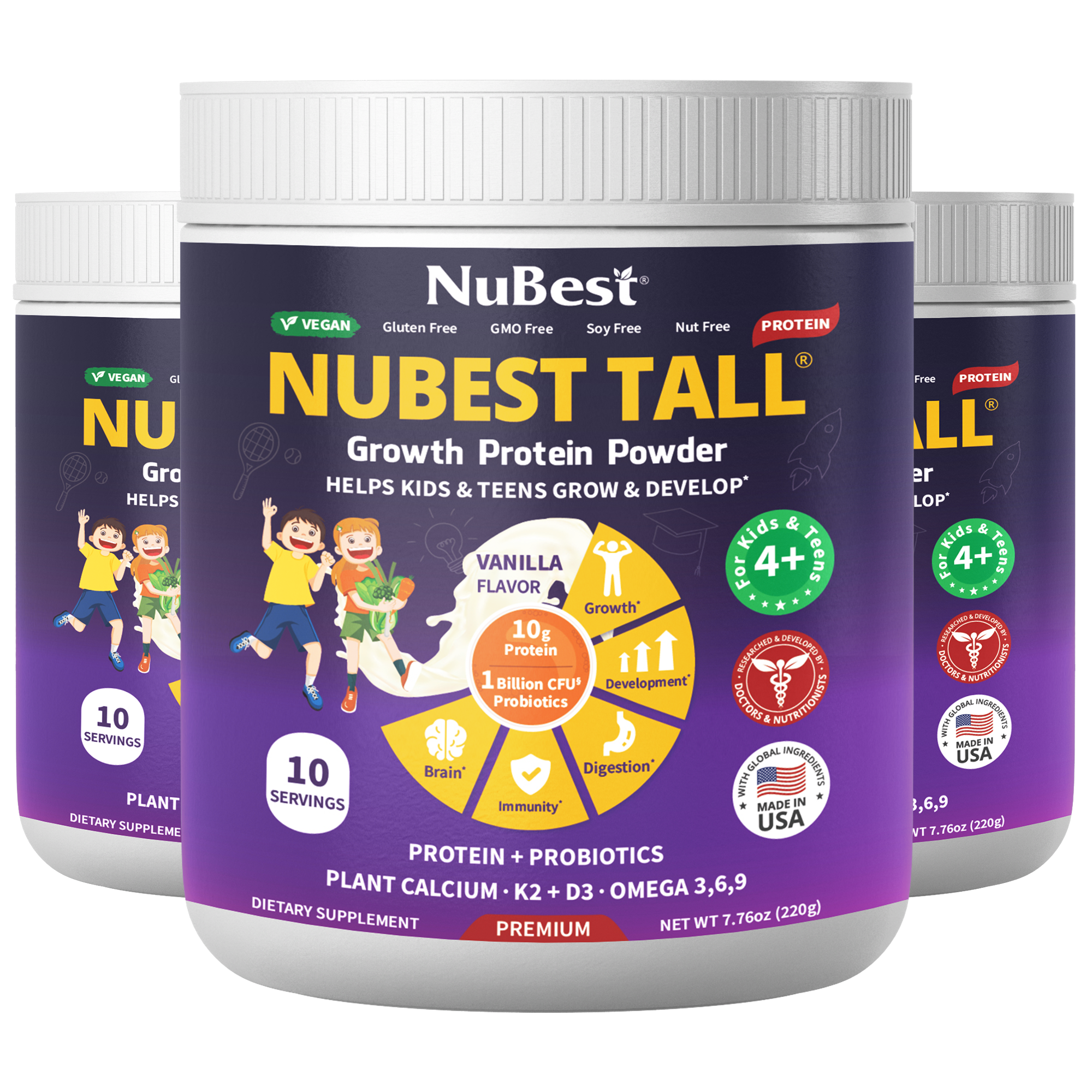 NuBest Tall Protein Vanilla Shake for Kids Ages 4+, 10 Vegan Servings by NuBest Nutrition®