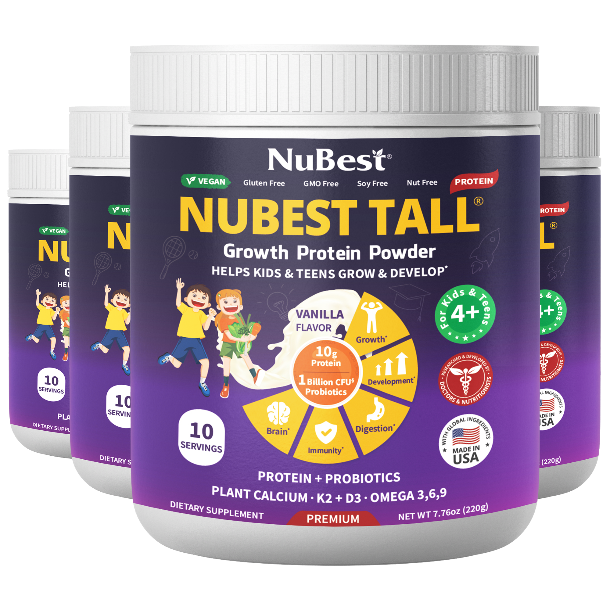 NuBest Tall Protein Vanilla Shake for Kids Ages 4+, 10 Vegan Servings by NuBest Nutrition®