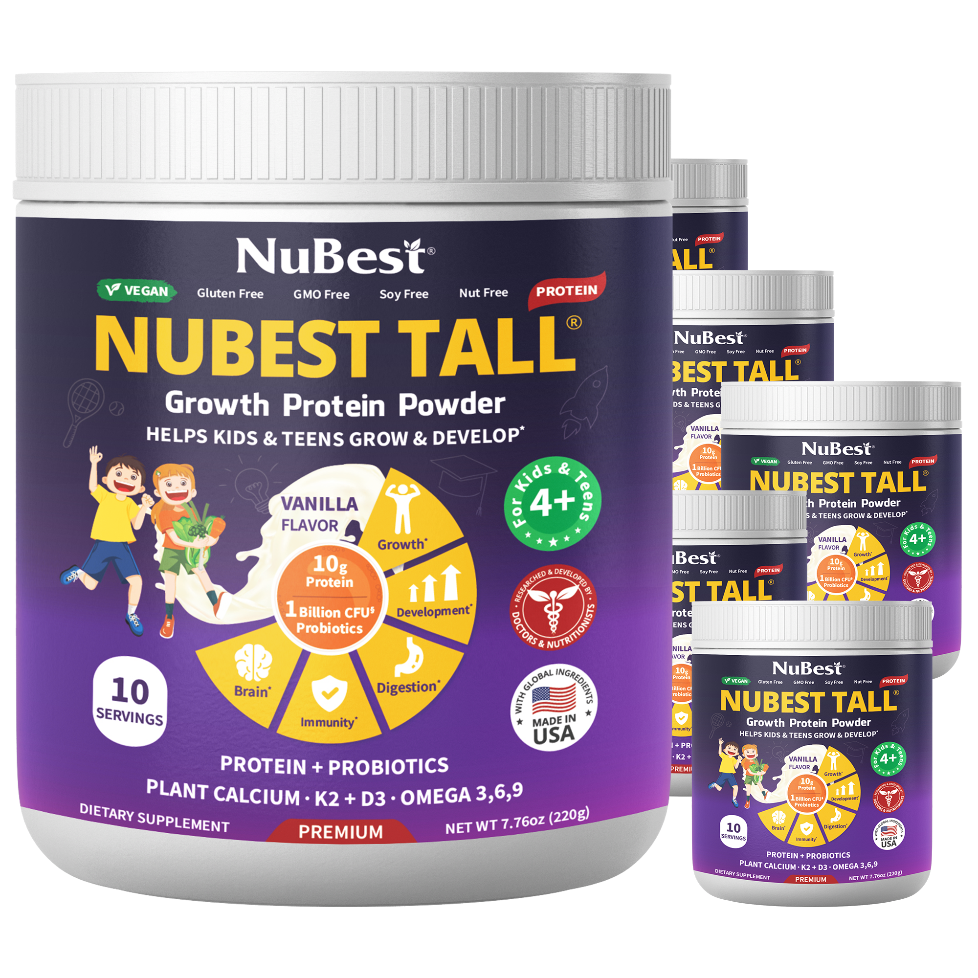 NuBest Tall Protein Vanilla Shake for Kids Ages 4+, 10 Vegan Servings by NuBest Nutrition®