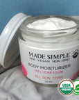 Made Simple Skin Care certified organic raw vegan nonGMO helichrysum moisturizer open jar2