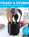 Extra Large and Sturdy Rotating Utensil Holder with No-Tip Weighted Base by Cooler Kitchen